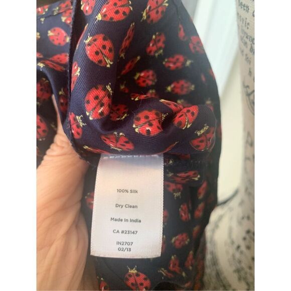 Talbots Lady Bug Navy Silk Sleeveless Top - Picture 8 of 9